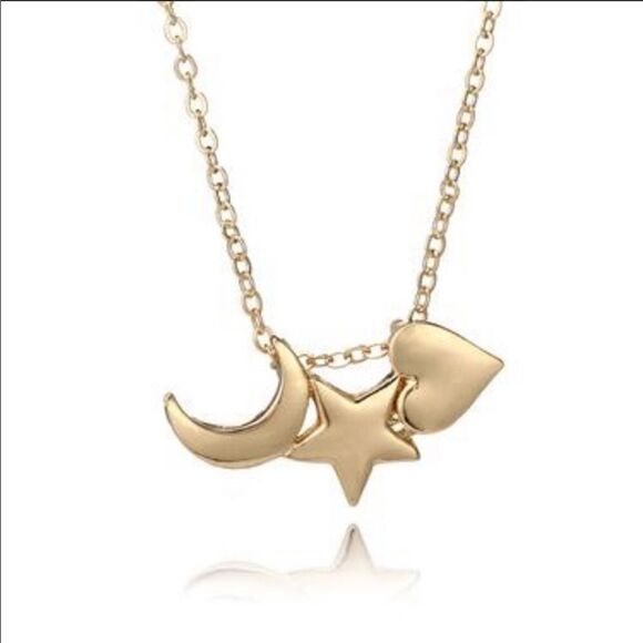 Moon, Star and Heart necklace Zinc Alloy versatile - Picture 1 of 6